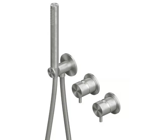 Смеситель для душа встраиваемый QuadroDesign Source на 2 потребителя с ручным душем brushed stainless steel 1368.00AS
