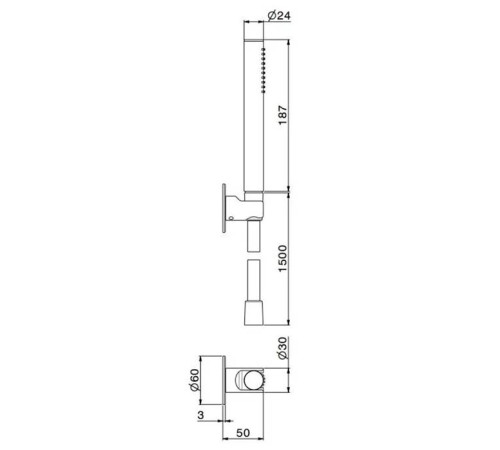 Душевой гарнитур Kerama Marazzi Ole с держателем и шлангом хром 857KM.21.018