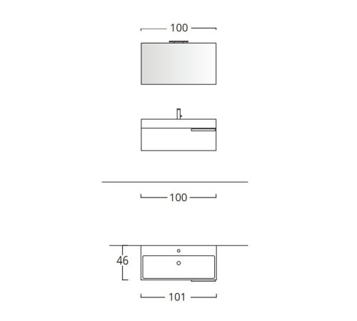 Тумба подвесная для раковины BMT Mercury 1000х450х300 мм 1 ящик белый глянцевый 934 109 MDE 01 050