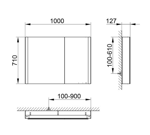 Зеркальный шкаф Keuco Somaris 100x71x12.8 см 2-дверный IP 44 14503002100