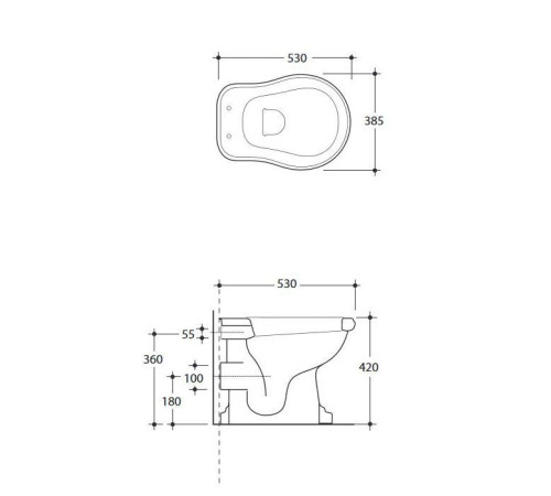 Унитаз приставной Kerasan Retro 53х38.5 см слив в стену белый 101101