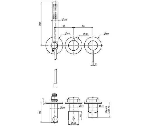 Смеситель для душа Fima Carlo Frattini Spillo Up встраиваемый на 2 выхода с ручным душем хром F3049WX8CR