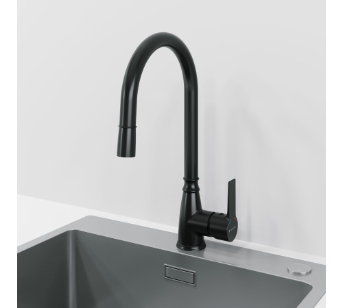 Смеситель для кухни Laparet Alamera с выдвижным изливом черный N2040929LPT