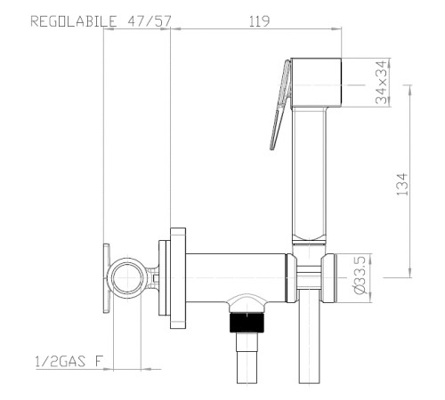 Гигиенический душ комплект Bossini Cube Brass со смесителем черный матовый E38003B.073