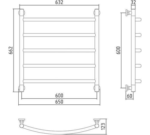 Полотенцесушитель водяной Сунержа Галант+ 600x600 мм без покрытия 00-0200-6060