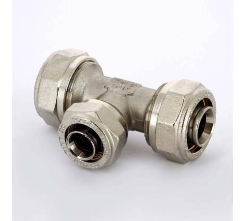Тройник обжимной никелированный Uni-Fitt 26х20х26 мм 666N8780