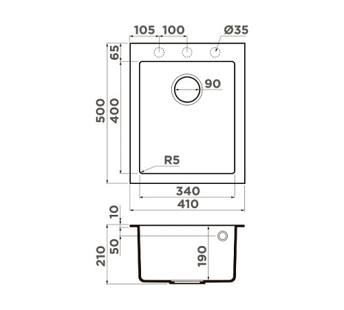Кухонная мойка Omoikiri Bosen 41-BE Tetogranit 41x50 см ваниль 4993142