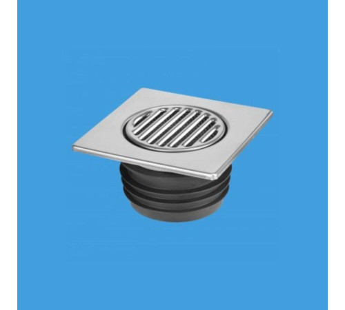 Решетка McAlpine 150х150 мм с фильтром и сухим затвором выход 110 мм нержавеющая сталь MRFGC3SNRV-110