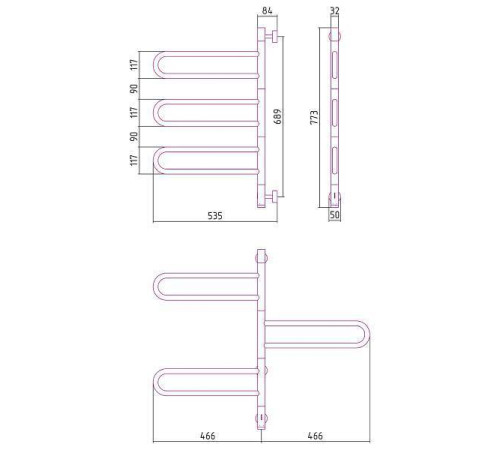 Полотенцесушитель электрический Сунержа Парео 4.0 535x773 мм левый шампань 020-0823-0773