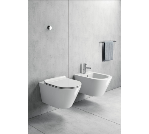 Унитаз подвесной GSI KUBE X 550x360 мм Genius Flush с крепежом белый глянцевый 9413FR511