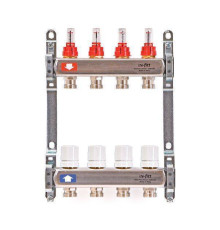 Коллекторная группа Uni-Fitt 450B 1 x 4 выхода 3/4 с расходомерами без концевиков 450B4304
