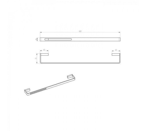 Полотенцедержатель Boheme Q 60 см хром/черный 10942-CR-B