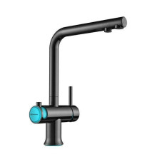 Смеситель для кухни Omoikiri Hotaru с подключением фильтра вороненая сталь/голубой 4994029