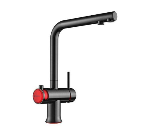 Смеситель для кухни Omoikiri Hotaru с подключением фильтра вороненая сталь/красный 4994026