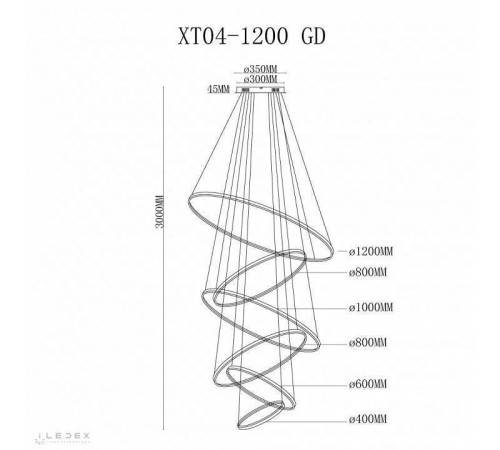 Подвесной светильник iLedex Axis XT04-D1200 GD