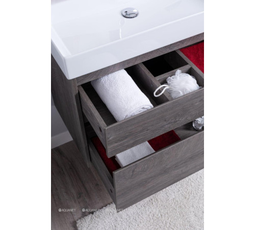 Тумба с раковиной Aquanet Nova Lite 75 2 ящика дуб рошелье 00245245