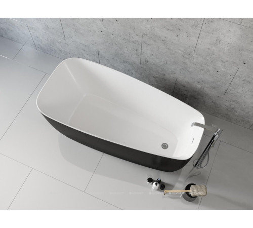 Ванна акриловая Aquanet Family Trend 1700x780 мм со сливом-переливом белый матовый/черный матовый 90778-MW-MB