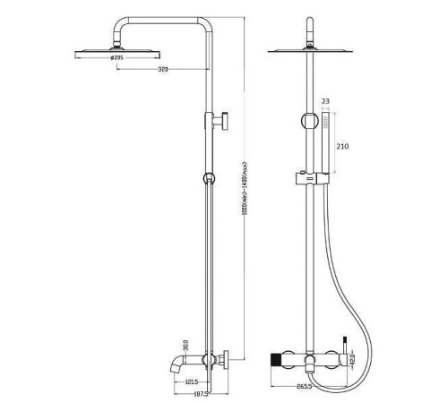 Душевая стойка с верхним душем Boheme Uno 26.5х32х140 см белый матовый 468-MW