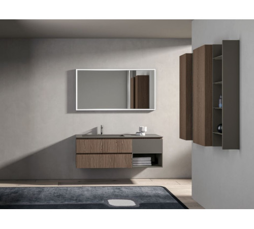 Тумба подвесная для раковины BMT Galaxy 700х500х486 мм 2 ящика белый матовый/Titanio 937 106 HEF 01 010