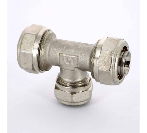 Тройник обжимной никелированный Uni-Fitt 26х20х26 мм 666N8780