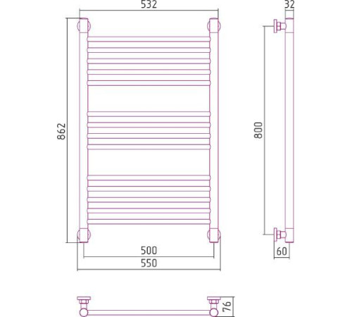 Полотенцесушитель водяной Сунержа Богема 500x800 мм без покрытия 00-0220-8050
