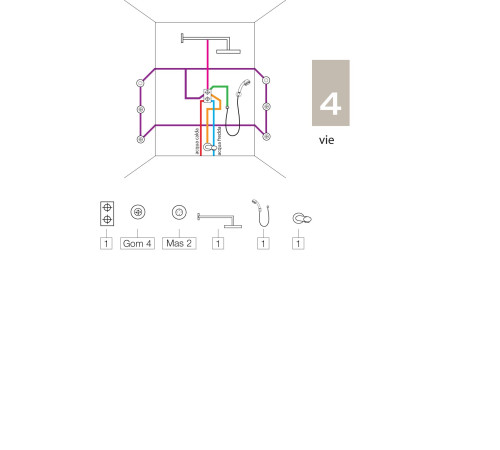 Внешняя часть термостата для душа Bossini Nobu на 2-5 потребителей матовая сталь INZ072.075