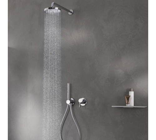 Запорный вентиль с переключателем на 2 потребителя Keuco IXMO Comfort с выводом для шланга и держателем лейки черный матовый 59557 371201