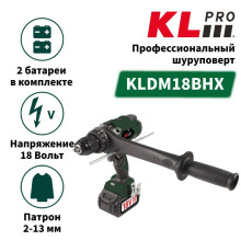Аккумуляторная ударная дрель-шуруповерт KLPRO KLDM18BHX-50 18 В 5.0 Ач Li-ion KLDM18BHX-50