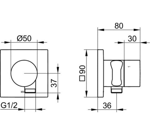 Запорный вентиль с переключателем на 3 потребителя Keuco IXMO Pure с выводом для шланга и держателем лейки хром 59549 010202