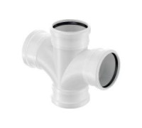 Крестовина канализационная раструбная Uponor Decibel 110/110 мм 88.5° белая 1000225