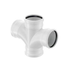 Крестовина канализационная раструбная Uponor Decibel 110/110 мм 88.5° белая 1000225