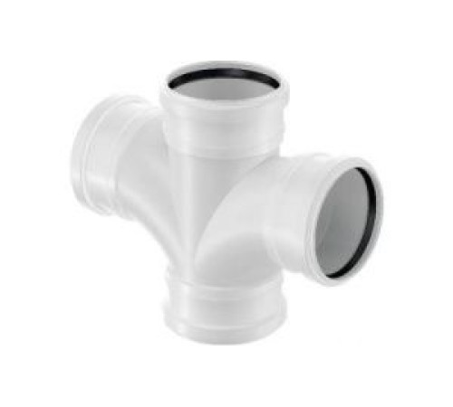 Крестовина канализационная раструбная Uponor Decibel 110/110 мм 88.5° белая 1000225