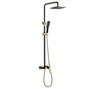 Душевая стойка Boheme Venturo с верхним душем черный матовый/золото 388-B