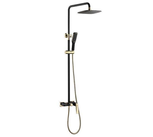 Душевая стойка Boheme Venturo с верхним душем черный матовый/золото 388-B