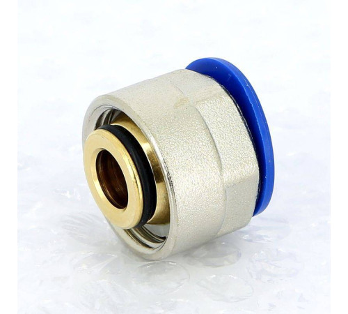 Соединитель обжимной REHAU RAUTITAN flex/pink 20x2.8 мм - 3/4 EK никелированный 266362