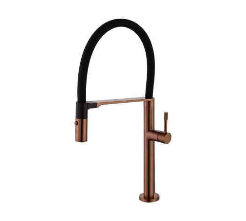 Смеситель для кухни Boheme Uno с гибким изливом матовая бронза 114-BRB