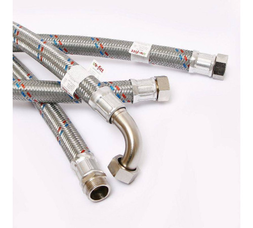 Гибкая подводка антивибрационная Uni-Fitt НВ 1 угловая 60 см DN 25 оцинкованная сталь 505S4406