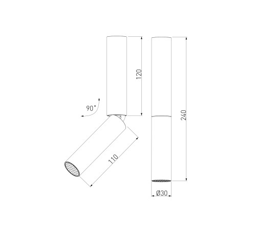 Накладной поворотный светодиодный светильник с антибликовой решеткой Pika 25029/LED 6W 4200K латунь