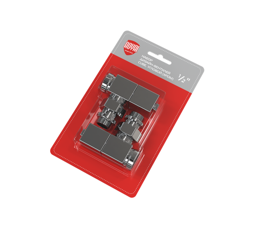 Набор дизайн-вентилей Royal Thermo CUBE угловой 1/2 хром RTE 50.029