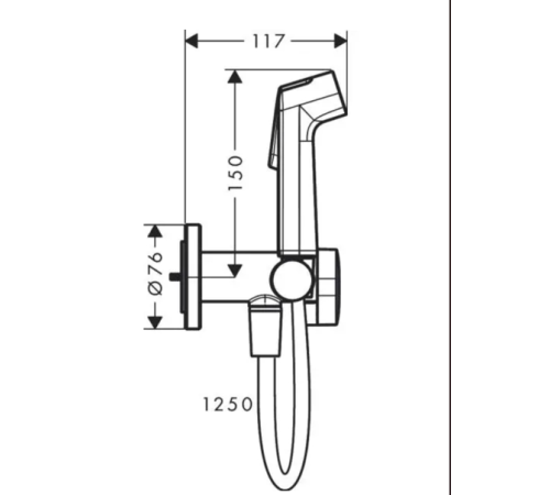 Гигиенический комплект Hansgrohe Bidette S 1 jet со шлангом и держателем хром 29232000