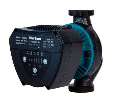 Насос циркуляционный энергосберегающий Shinhoo MEGA 25-8 с гайками 71121001