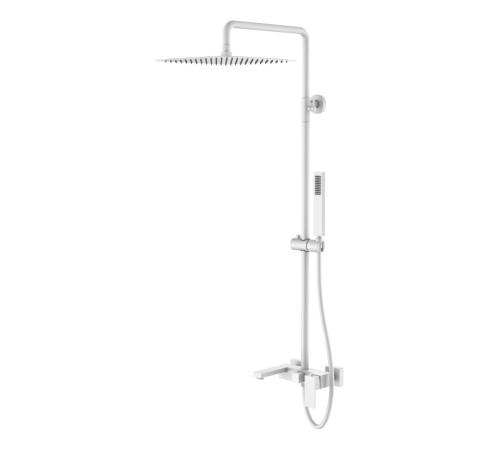 Душевая стойка Boheme Qubic со смесителем с изливом и верхним душем matt white 478-MW