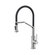 Смеситель для кухни с выдвижным изливом и подключением фильтра Omoikiri Makkari 2 Plus-SB-BN-BL нержавеющая сталь/черный 4994494