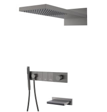 Душевой комплект встраиваемый Boheme Zodiac со смесителем изливом верхним и ручным душем gun metal 132-2-GM