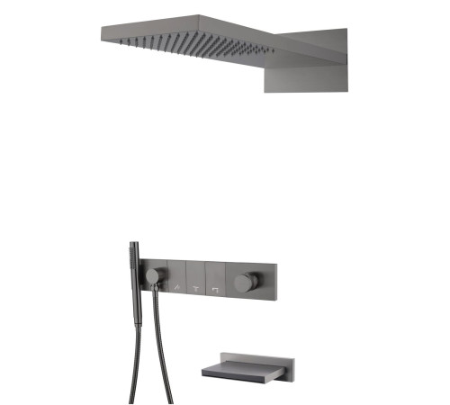 Душевой комплект встраиваемый Boheme Zodiac со смесителем изливом верхним и ручным душем gun metal 132-2-GM