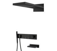Душевой комплект встраиваемый Boheme Zodiac со смесителем изливом верхним и ручным душем черный 132-2-B