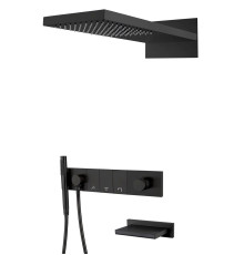 Душевой комплект встраиваемый Boheme Zodiac со смесителем изливом верхним и ручным душем черный 132-2-B