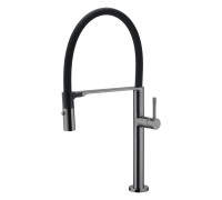 Смеситель для кухни Boheme Uno с гибким изливом shine gun metal 114-SGM