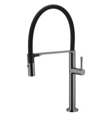 Смеситель для кухни Boheme Uno с гибким изливом shine gun metal 114-SGM