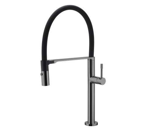 Смеситель для кухни Boheme Uno с гибким изливом shine gun metal 114-SGM